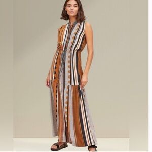 Anthropologie Alondra Maxi Dress Sleeveless Button Front Drawstring Waist Sz 4